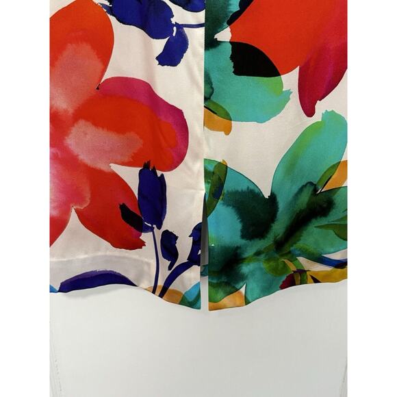Carlisle Women's Size 6 Silk Dress Colorful Floral Print Lined Zip Cap Sleeve - Picture 9 of 16